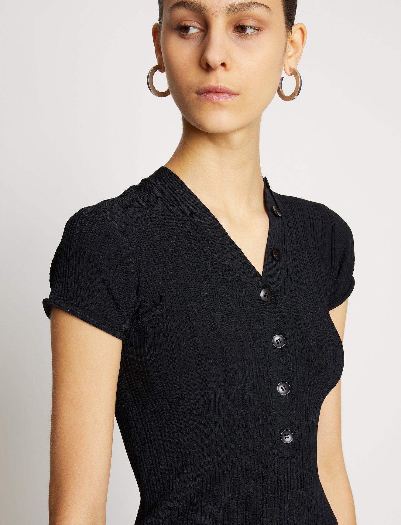 Rib Knit Polo Top #4