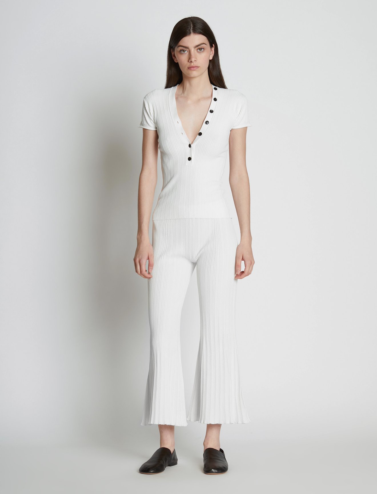 Rib Knit Polo Top #1