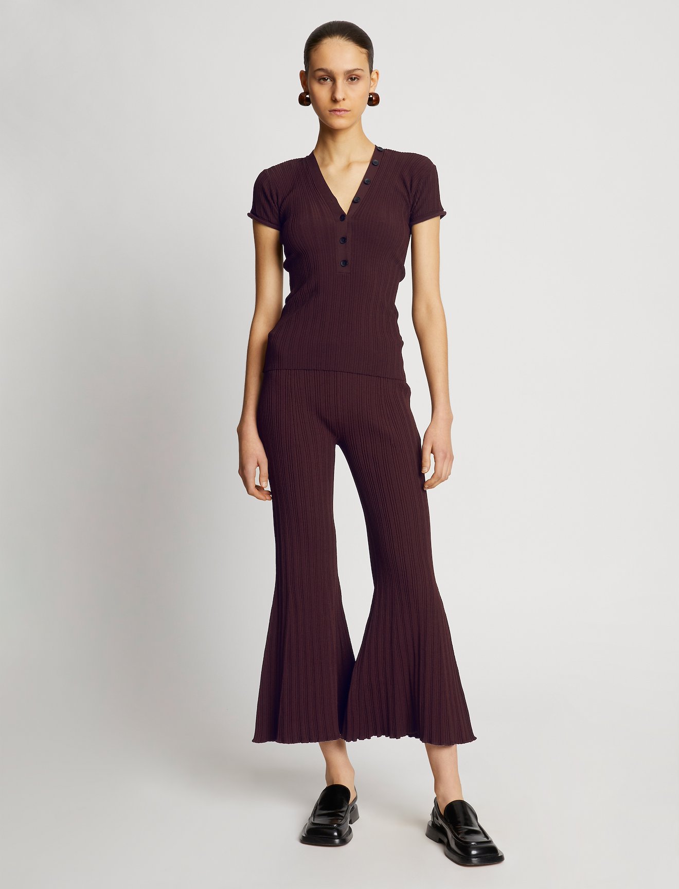 Rib Knit Polo Top #1