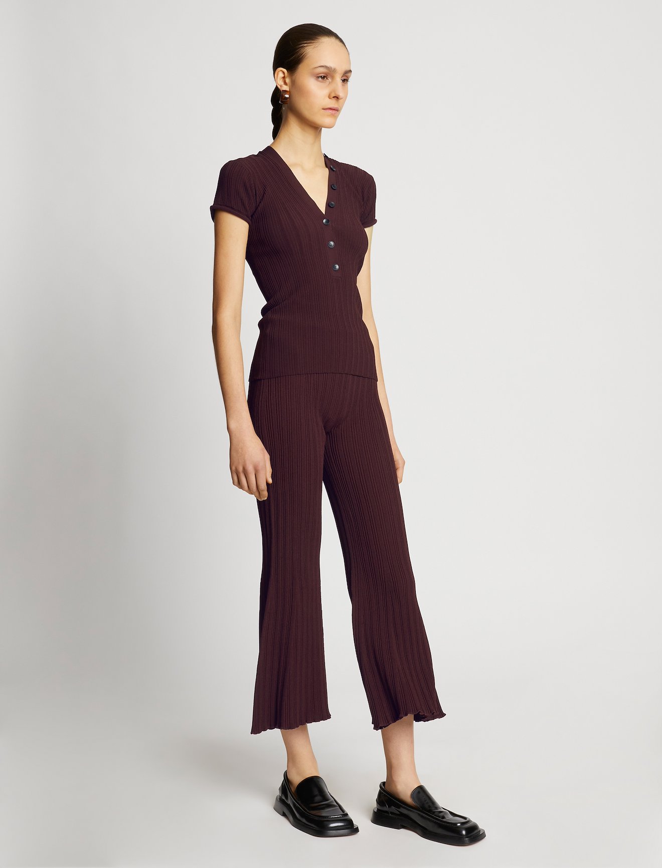 Rib Knit Polo Top #2