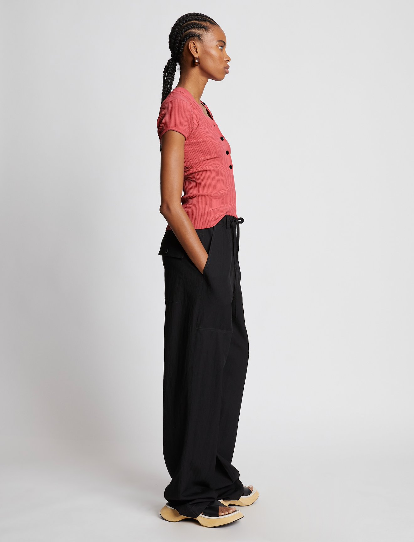 Rib Knit Polo Top #2