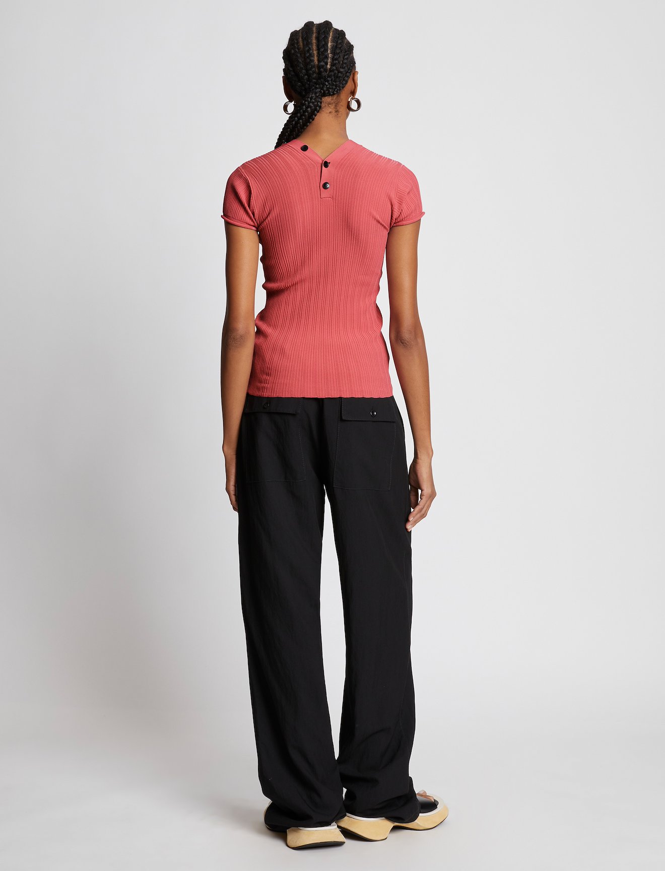 Rib Knit Polo Top #3