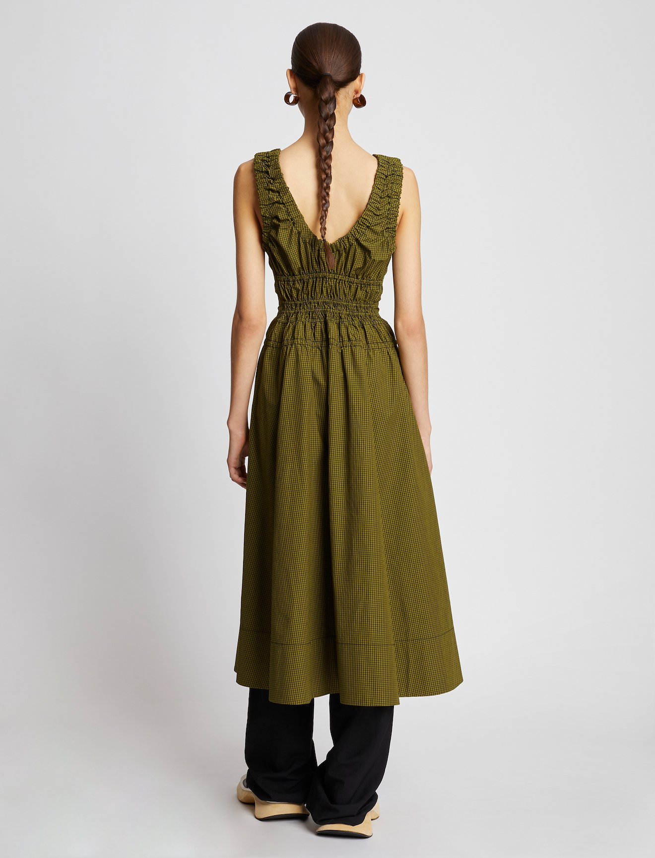 Plaid Poplin Gathered Maxi Dress #2