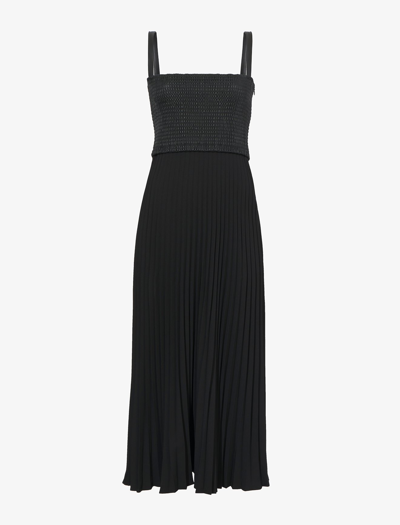 Faux Leather Crepe Pleated Dress #4