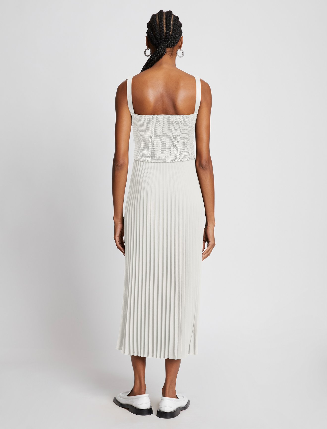 Faux Leather Crepe Pleated Dress #2