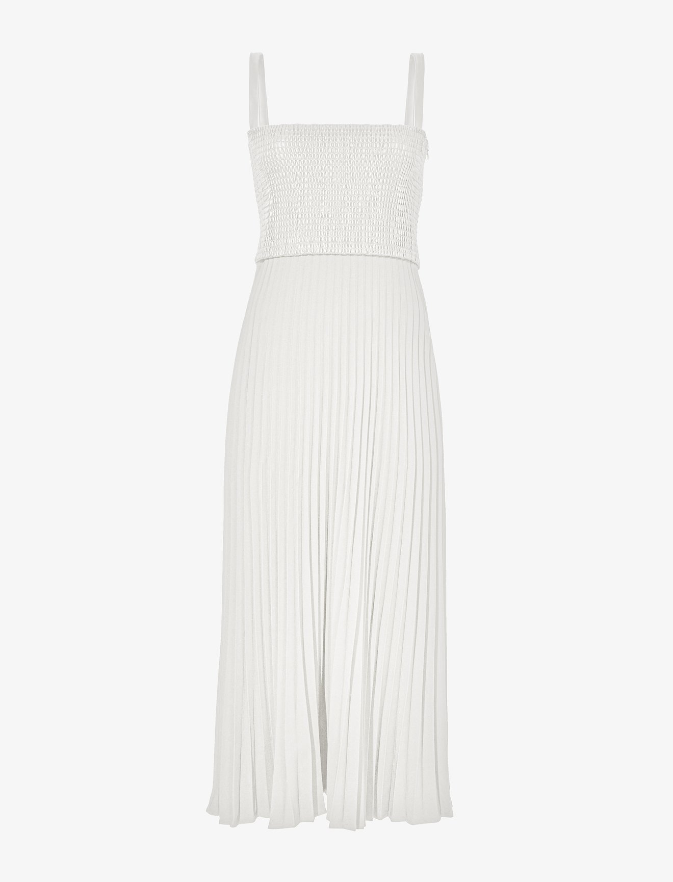 Faux Leather Crepe Pleated Dress #4