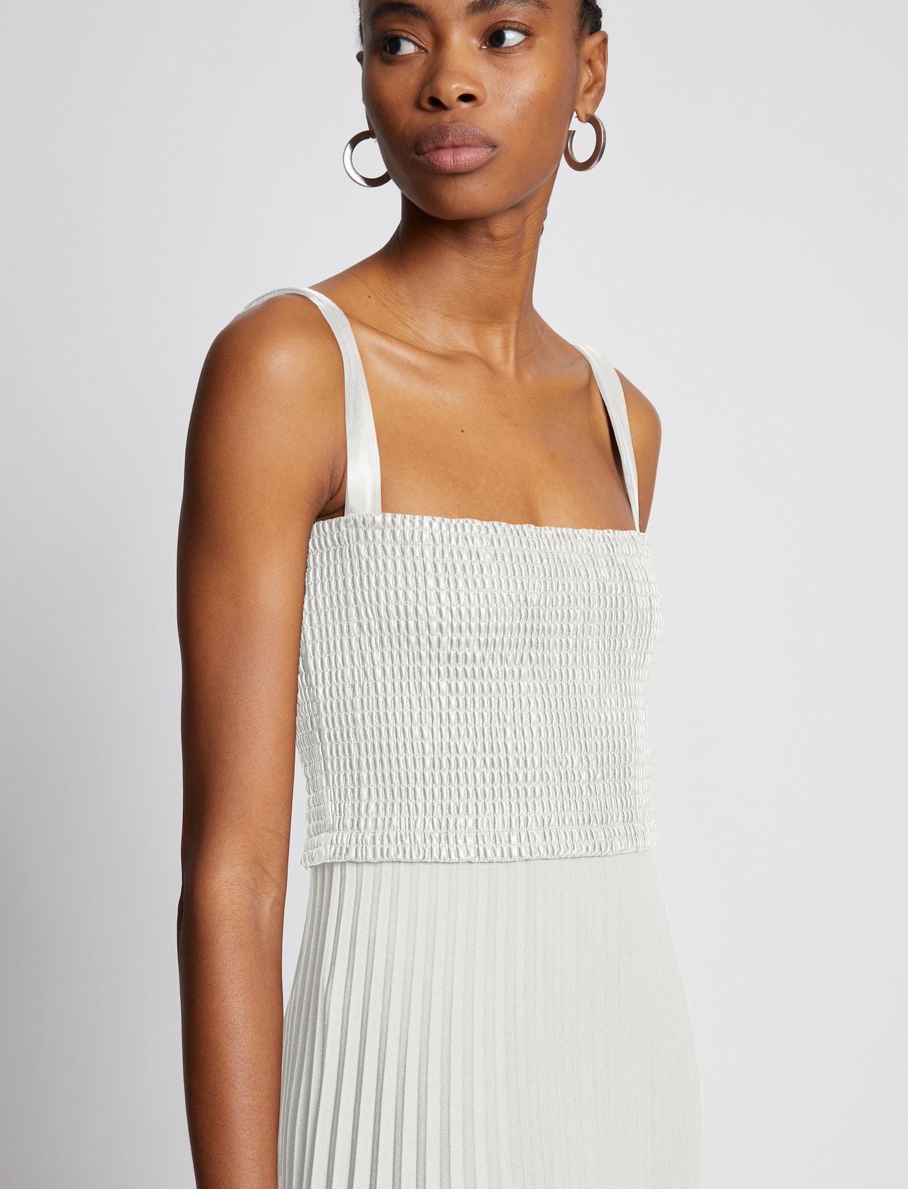 Faux Leather Crepe Pleated Dress #3