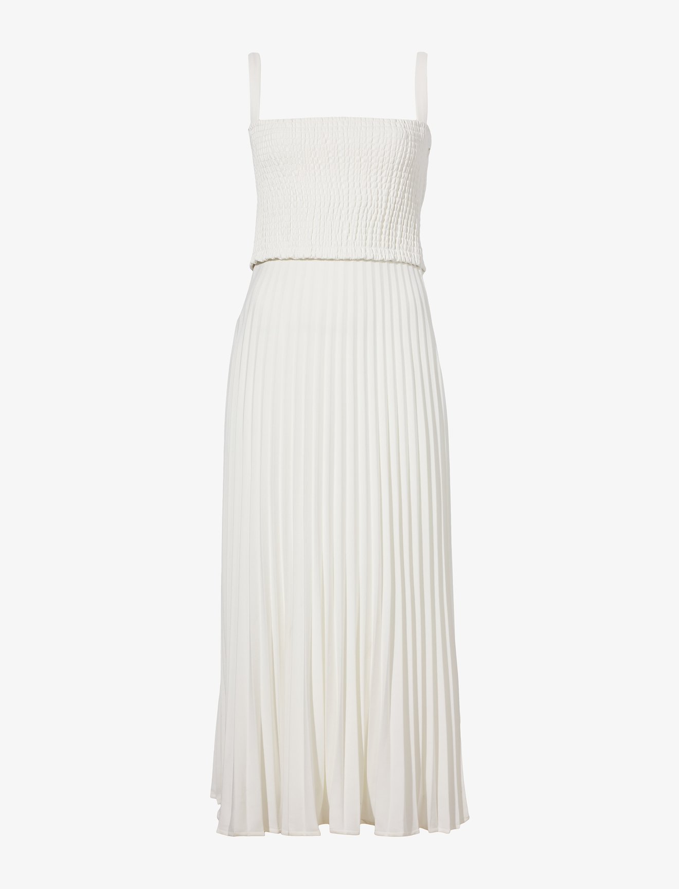 Faux Leather Crepe Pleated Dress #4