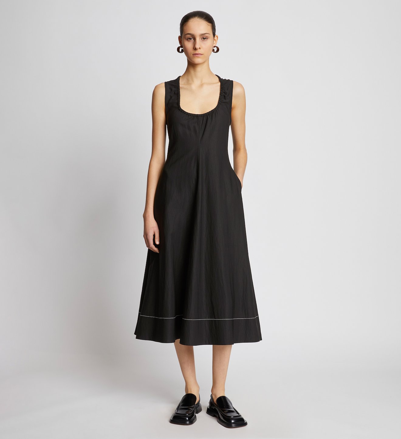 Drapey Suiting V-neck Midi Dress