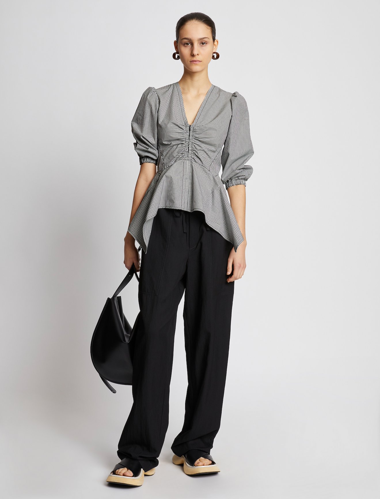 Plaid Poplin Puff Sleeve Top #1