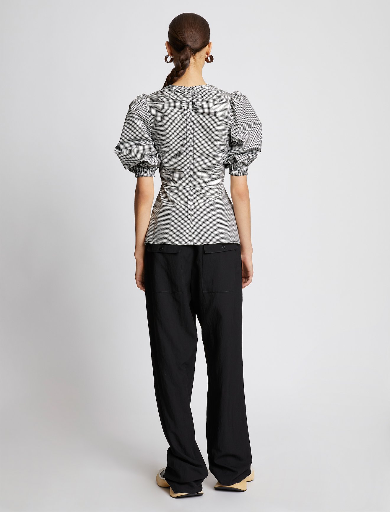 Plaid Poplin Puff Sleeve Top #3