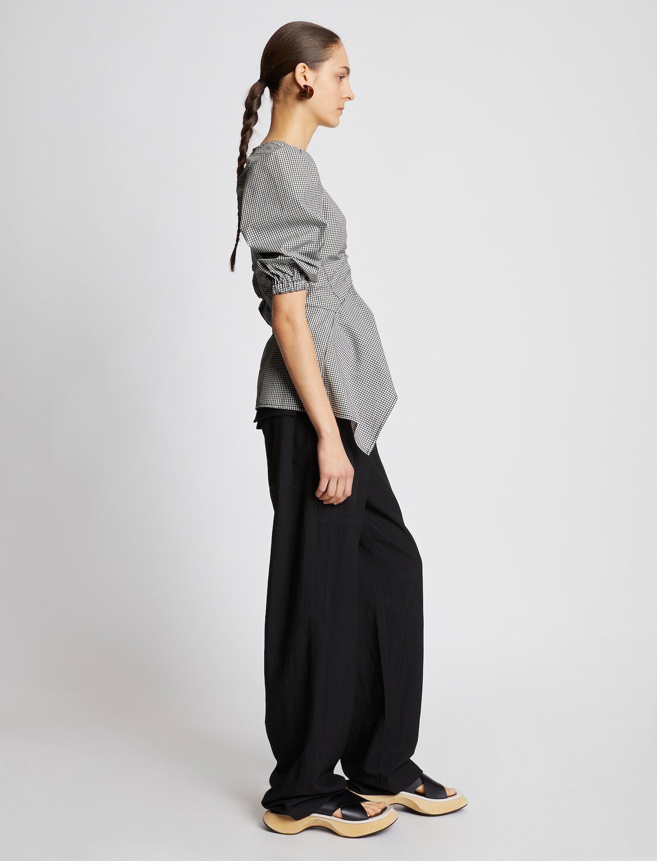 Plaid Poplin Puff Sleeve Top #2