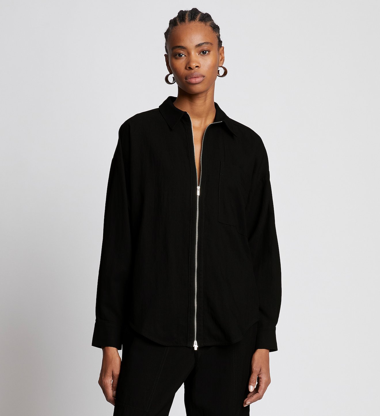 Drapey Suiting Zip Front Top