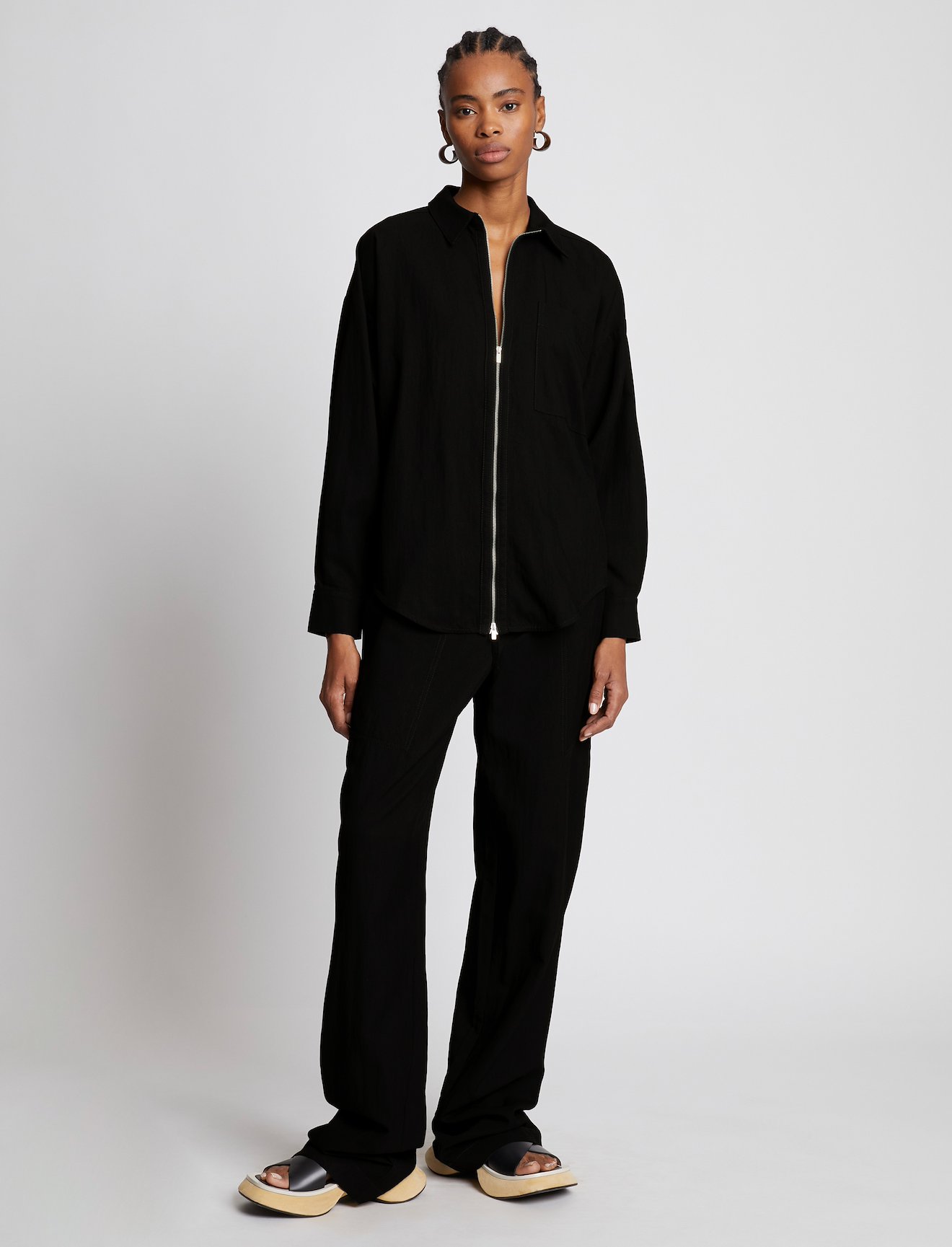 Drapey Suiting Zip Front Top #1