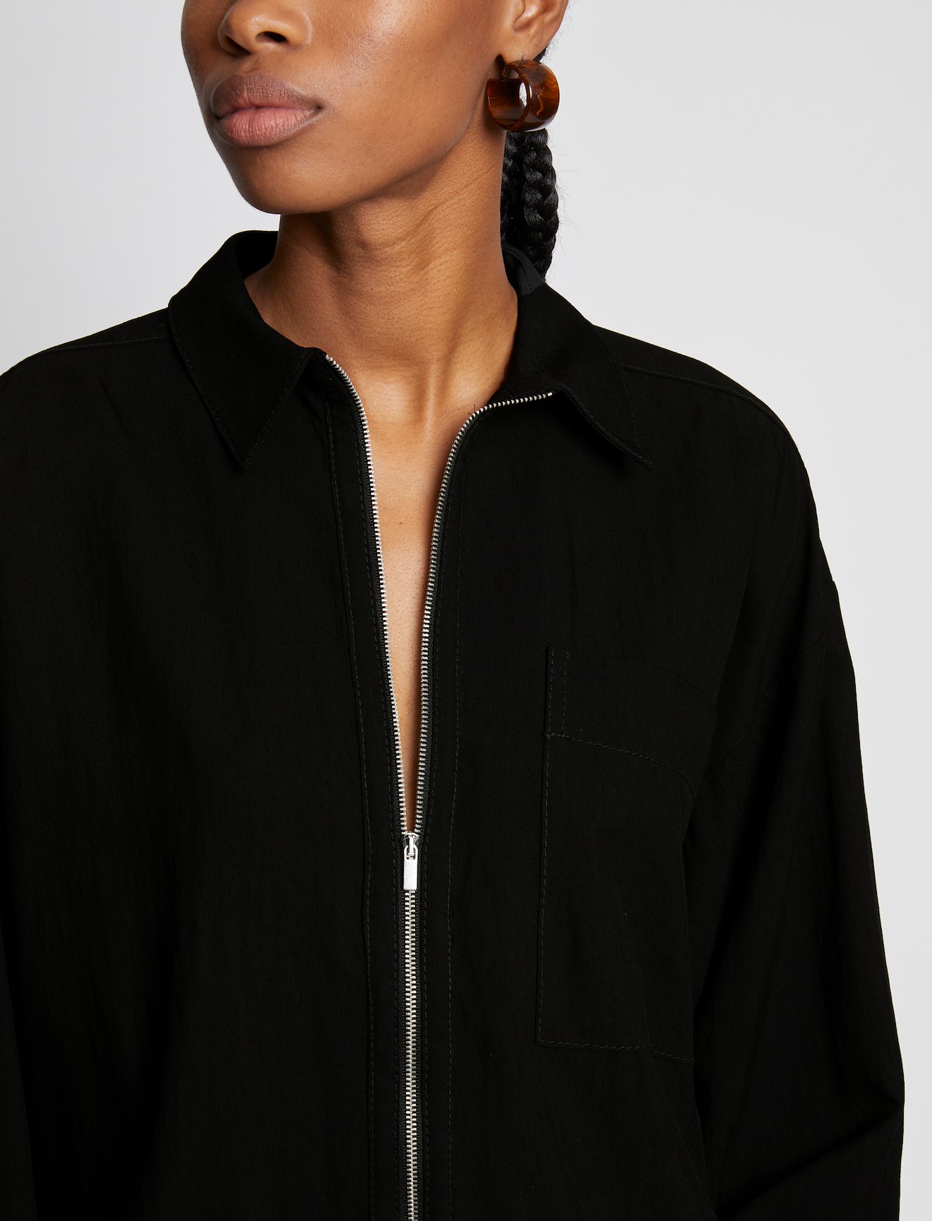Drapey Suiting Zip Front Top #4