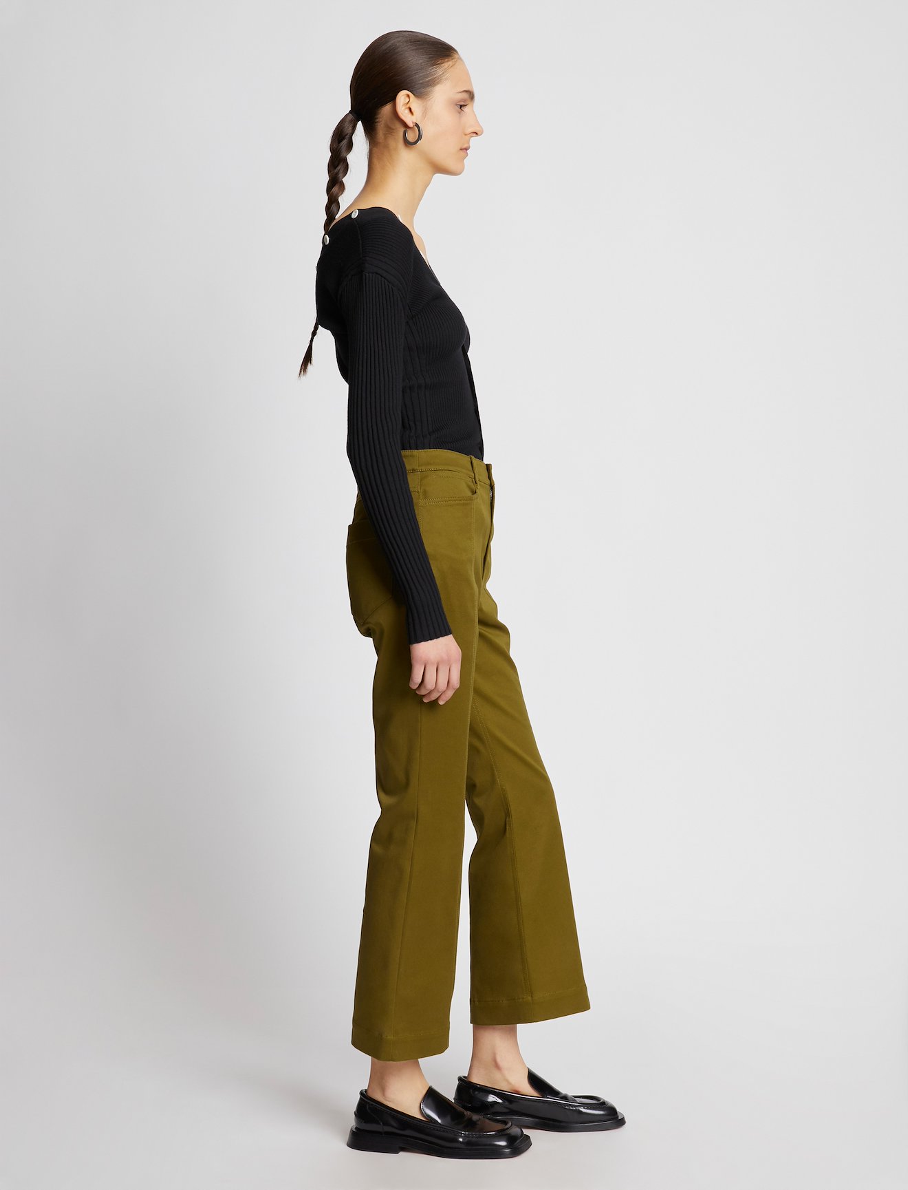 Cotton Twill Cropped Pants #1