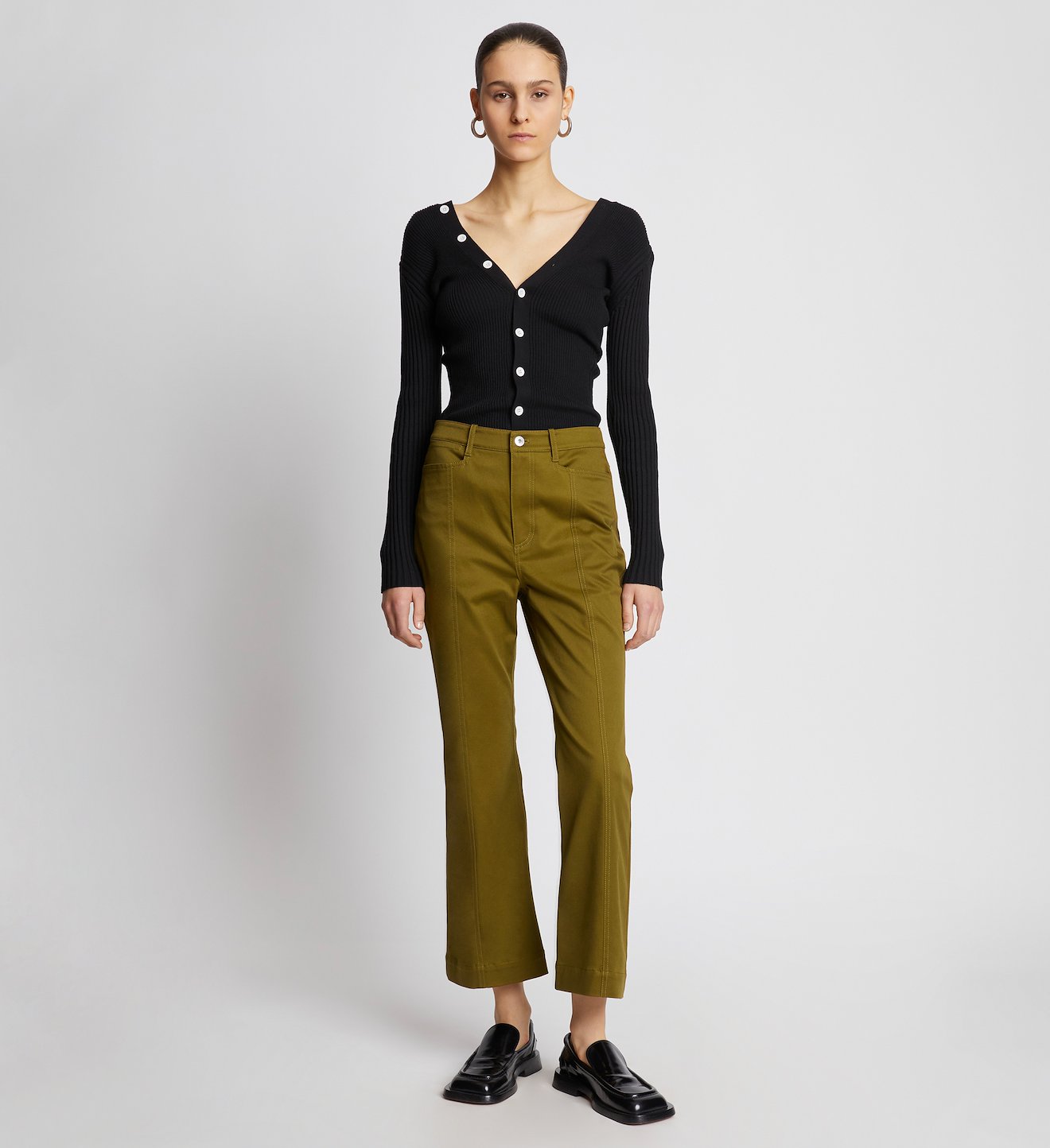 Cotton Twill Cropped Pants