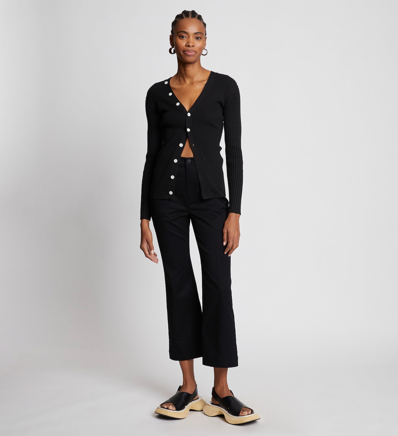 Cotton Twill Cropped Pants
