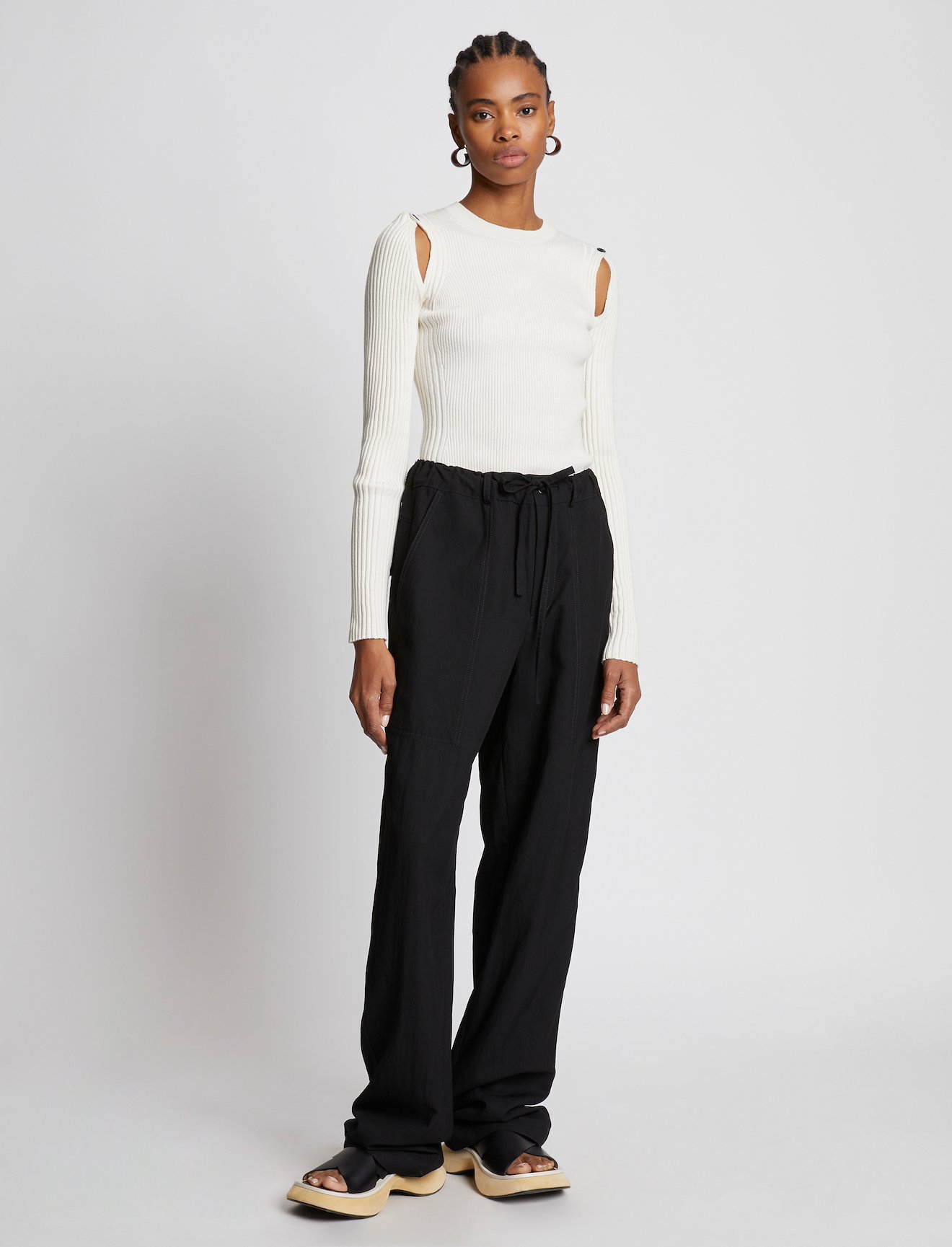Cotton Cashmere Button Sleeve Sweater #1