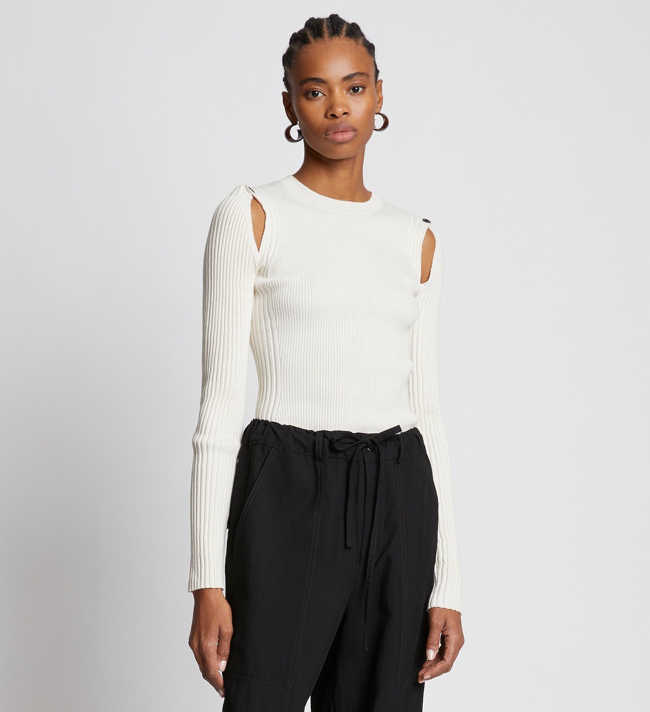 Cotton Cashmere Button Sleeve Sweater