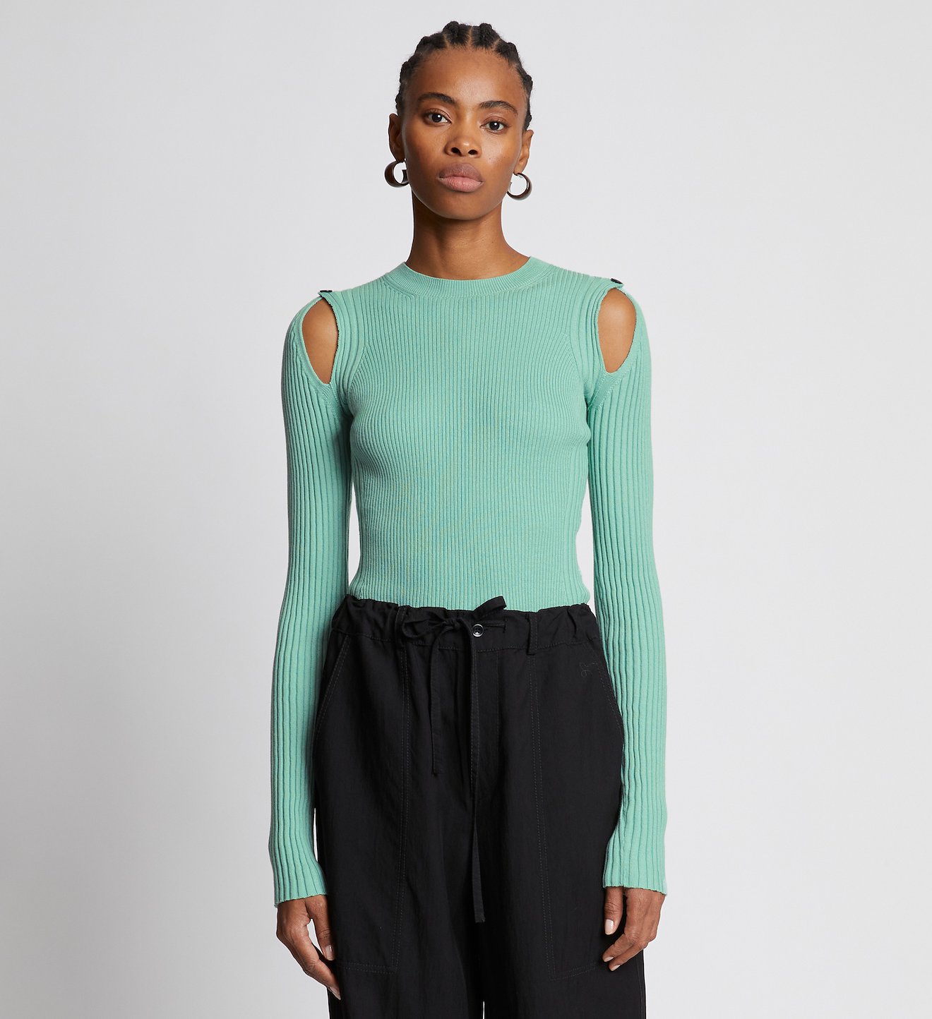Cotton Cashmere Button Sleeve Sweater