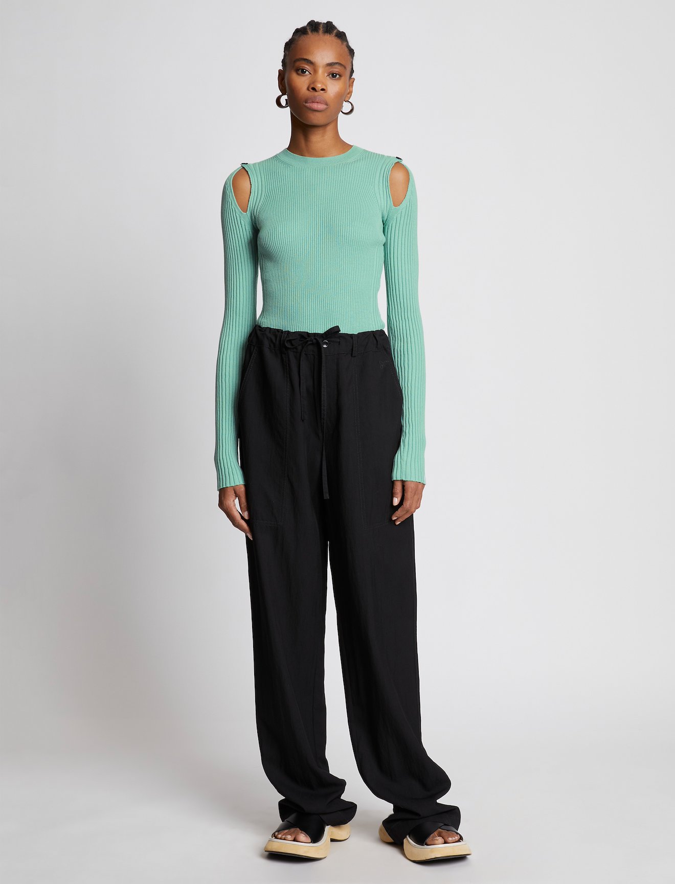 Cotton Cashmere Button Sleeve Sweater #1