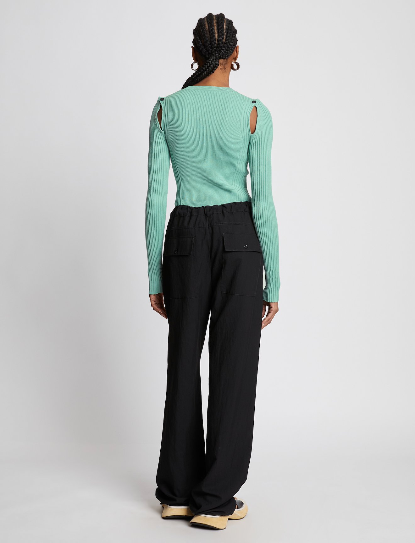 Cotton Cashmere Button Sleeve Sweater #3