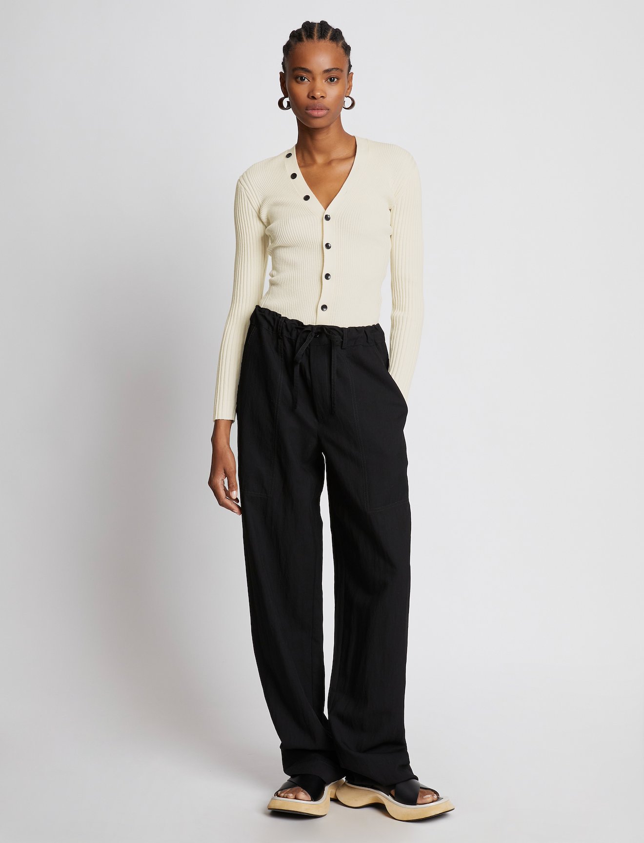 Cotton Cashmere Rib Knit Cardigan #1