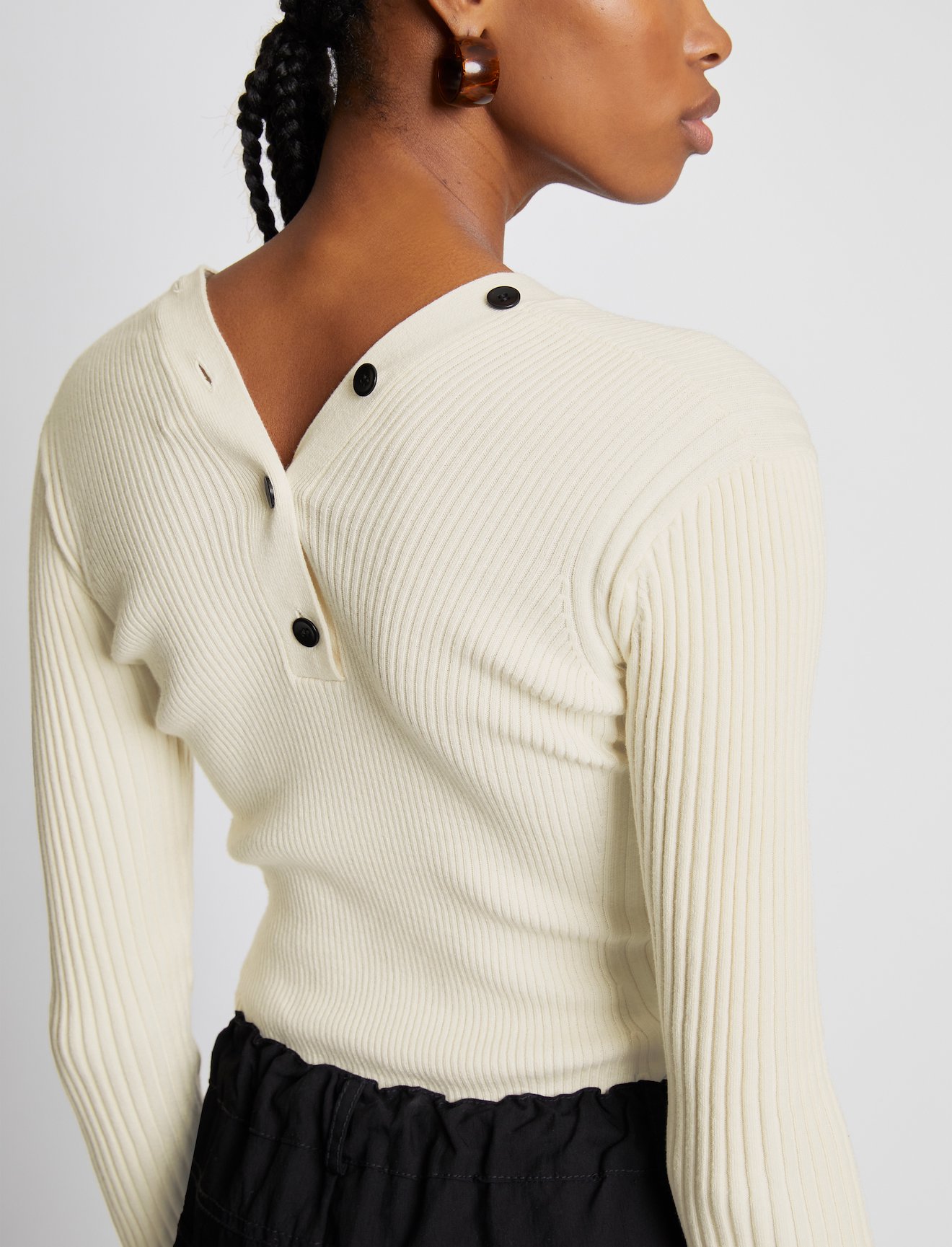 Cotton Cashmere Rib Knit Cardigan #4