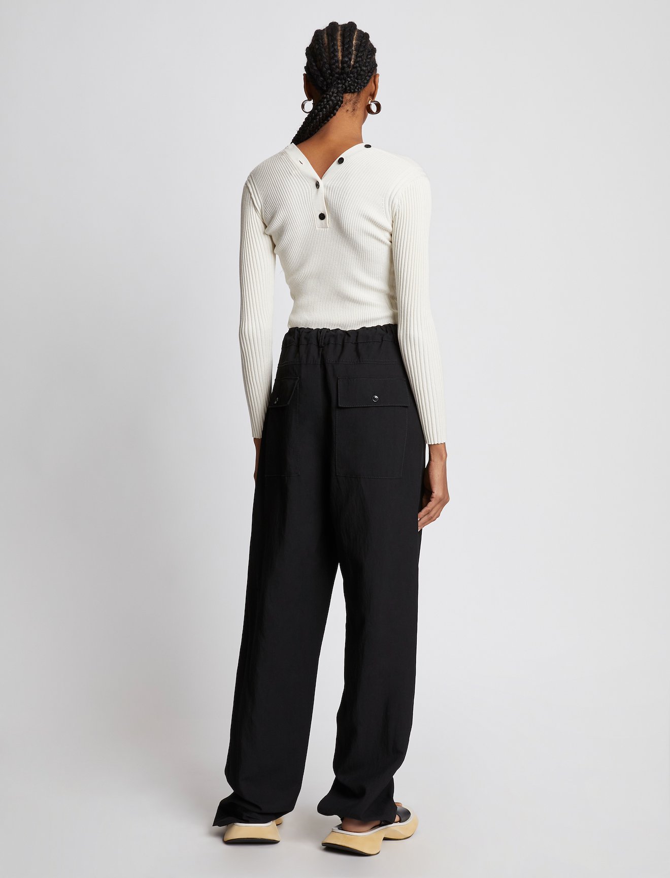 Cotton Cashmere Rib Knit Cardigan in white | Proenza Schouler