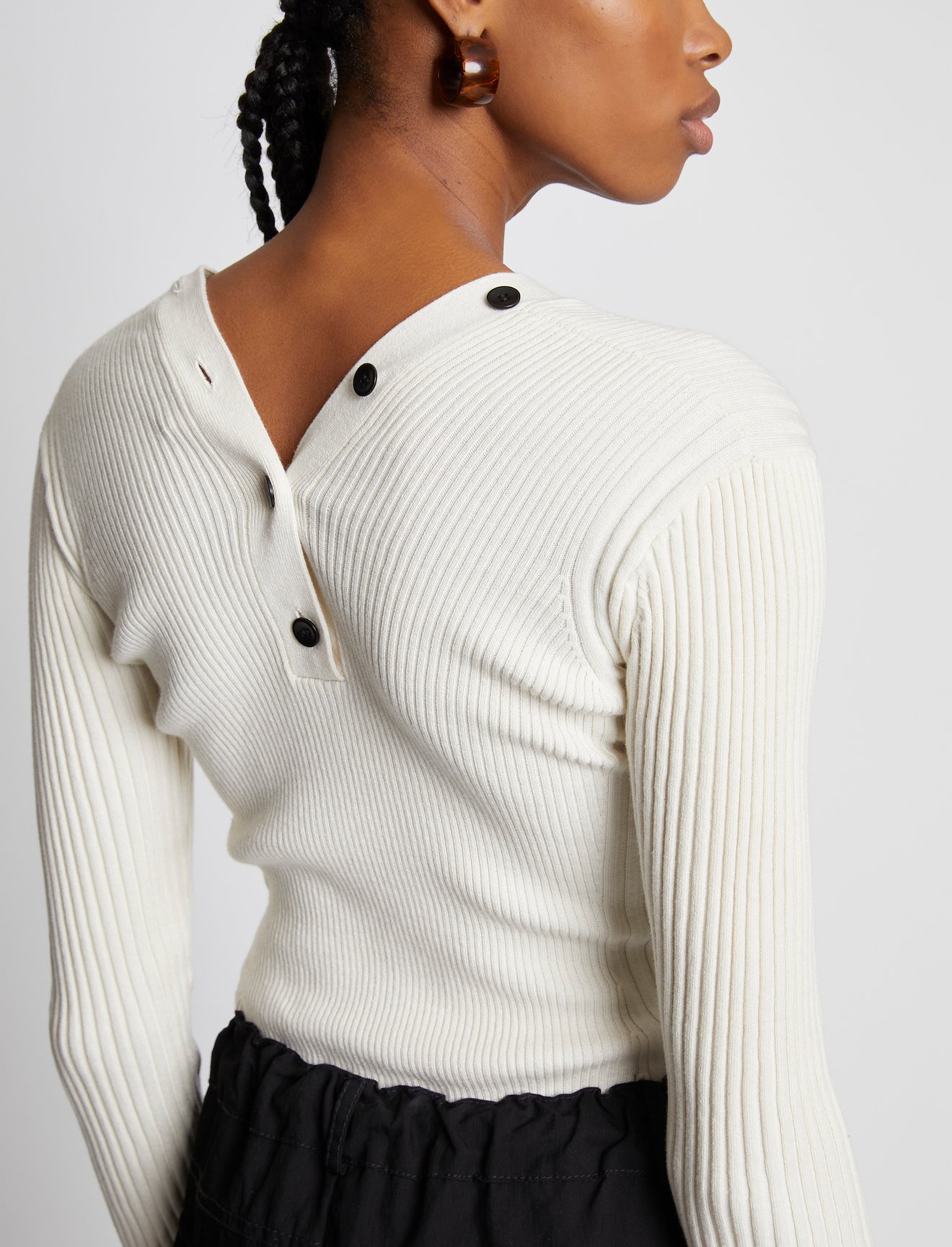 Cotton Cashmere Rib Knit Cardigan #4