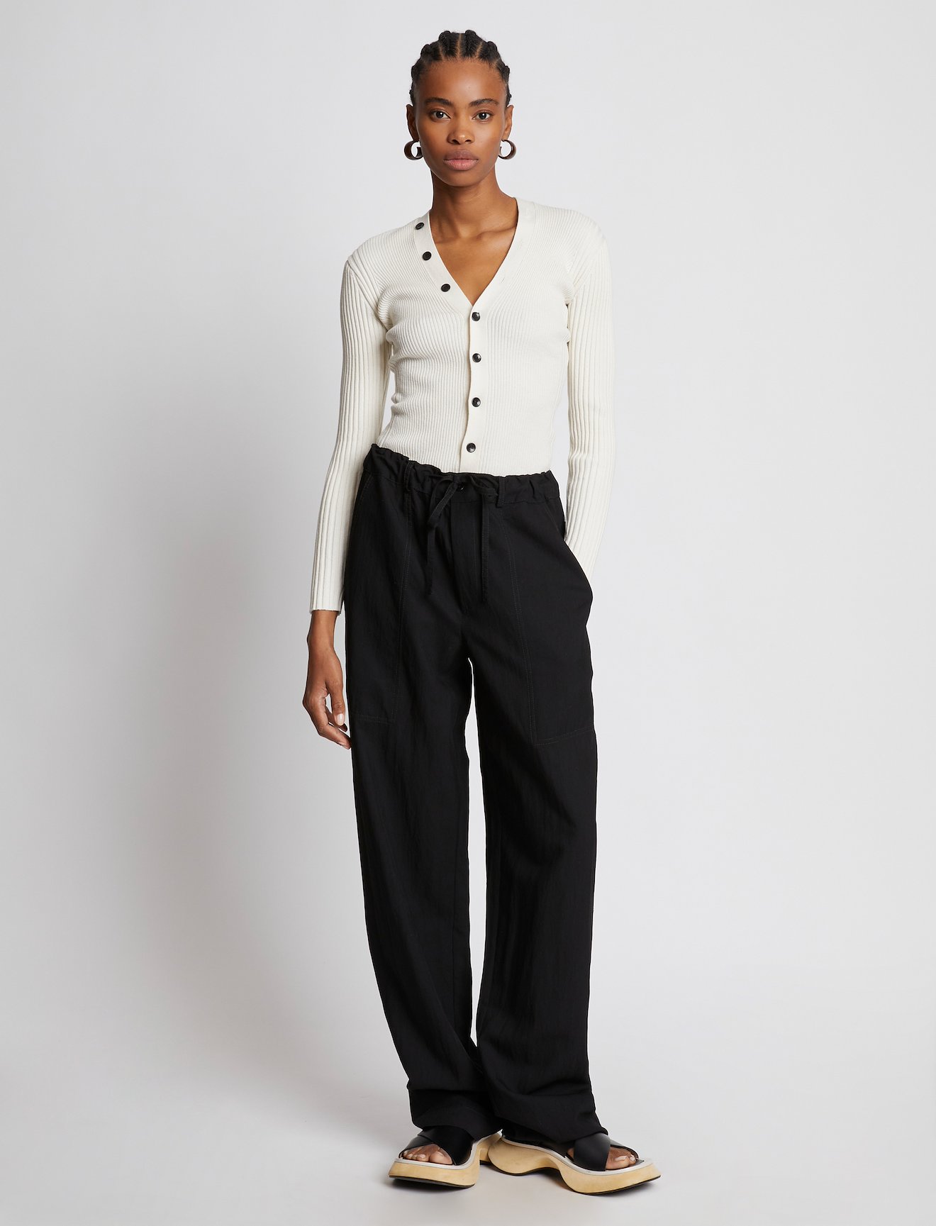 Cotton Cashmere Rib Knit Cardigan #1