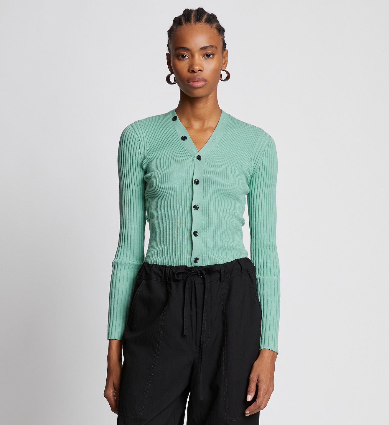 Cotton Cashmere Rib Knit Cardigan