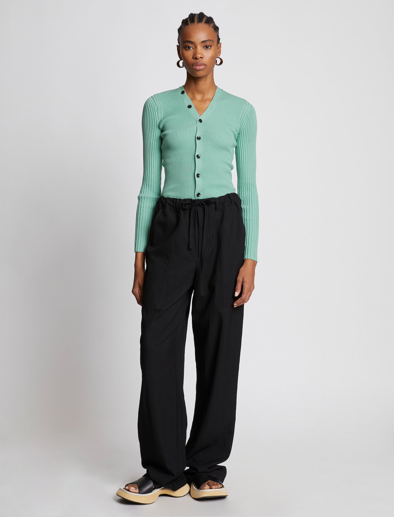 Cotton Cashmere Rib Knit Cardigan #1