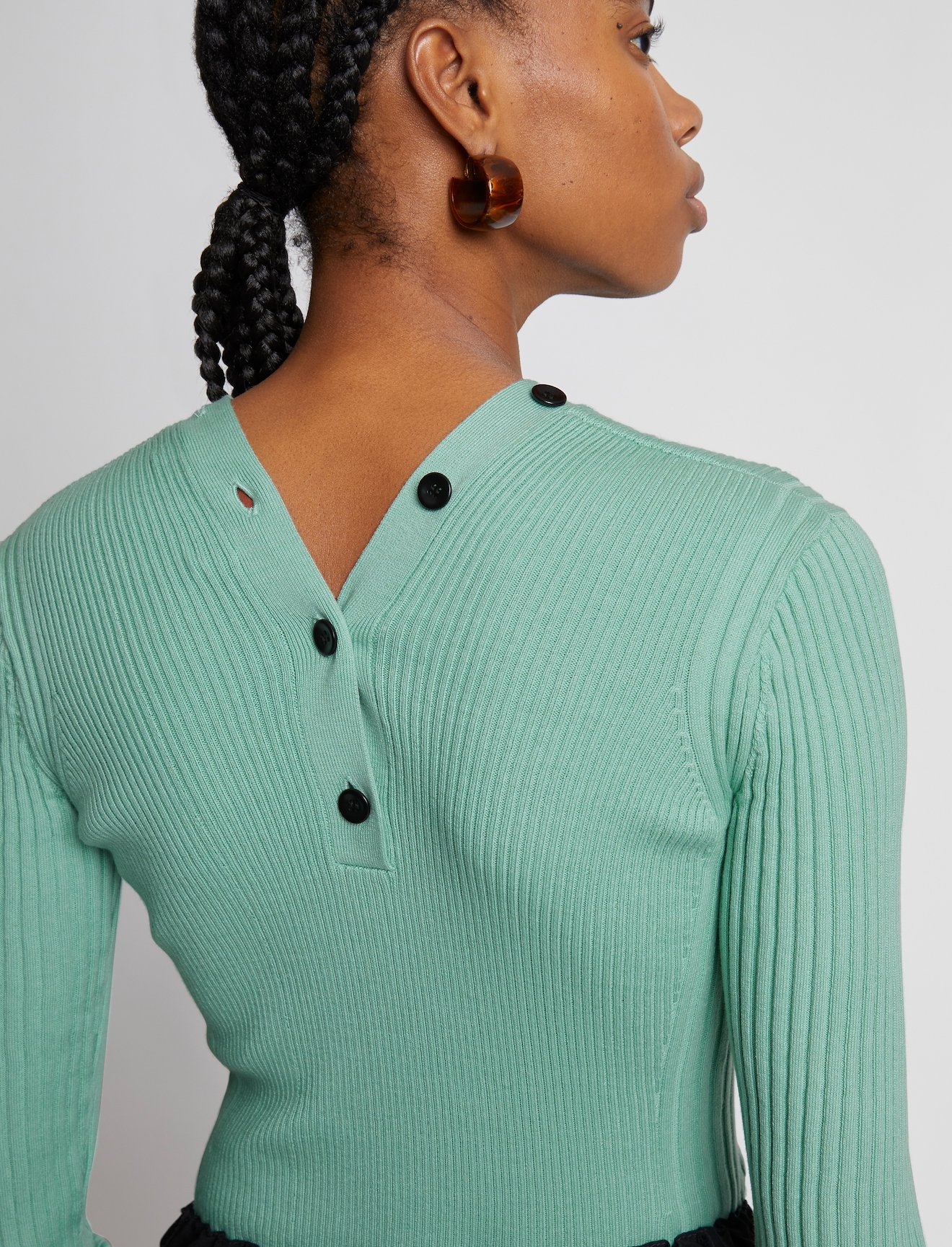 Cotton Cashmere Rib Knit Cardigan #4