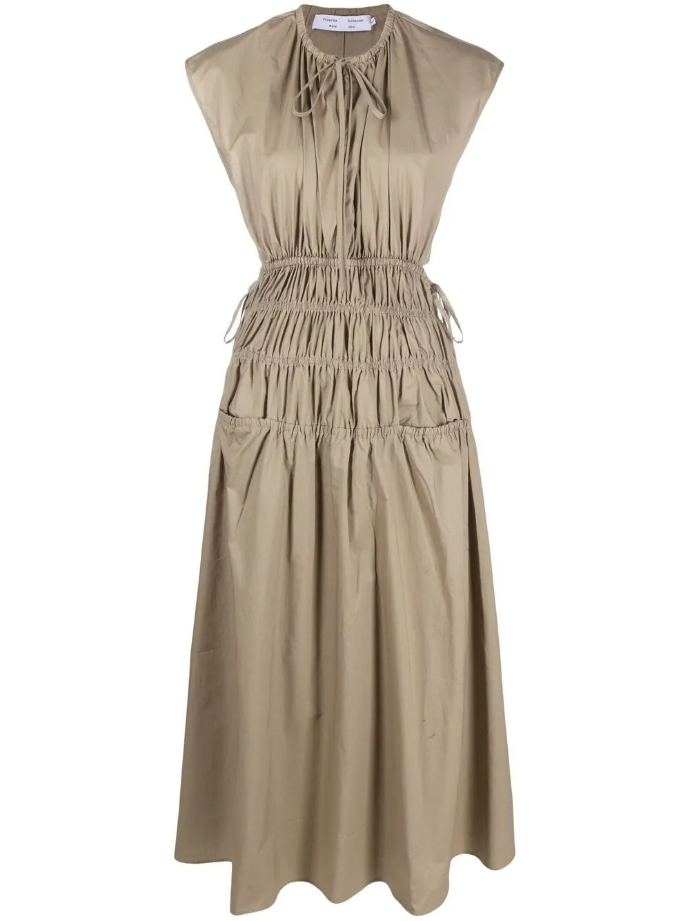 

Proenza Schouler White Label ruched sleeveless midi dress - Brown