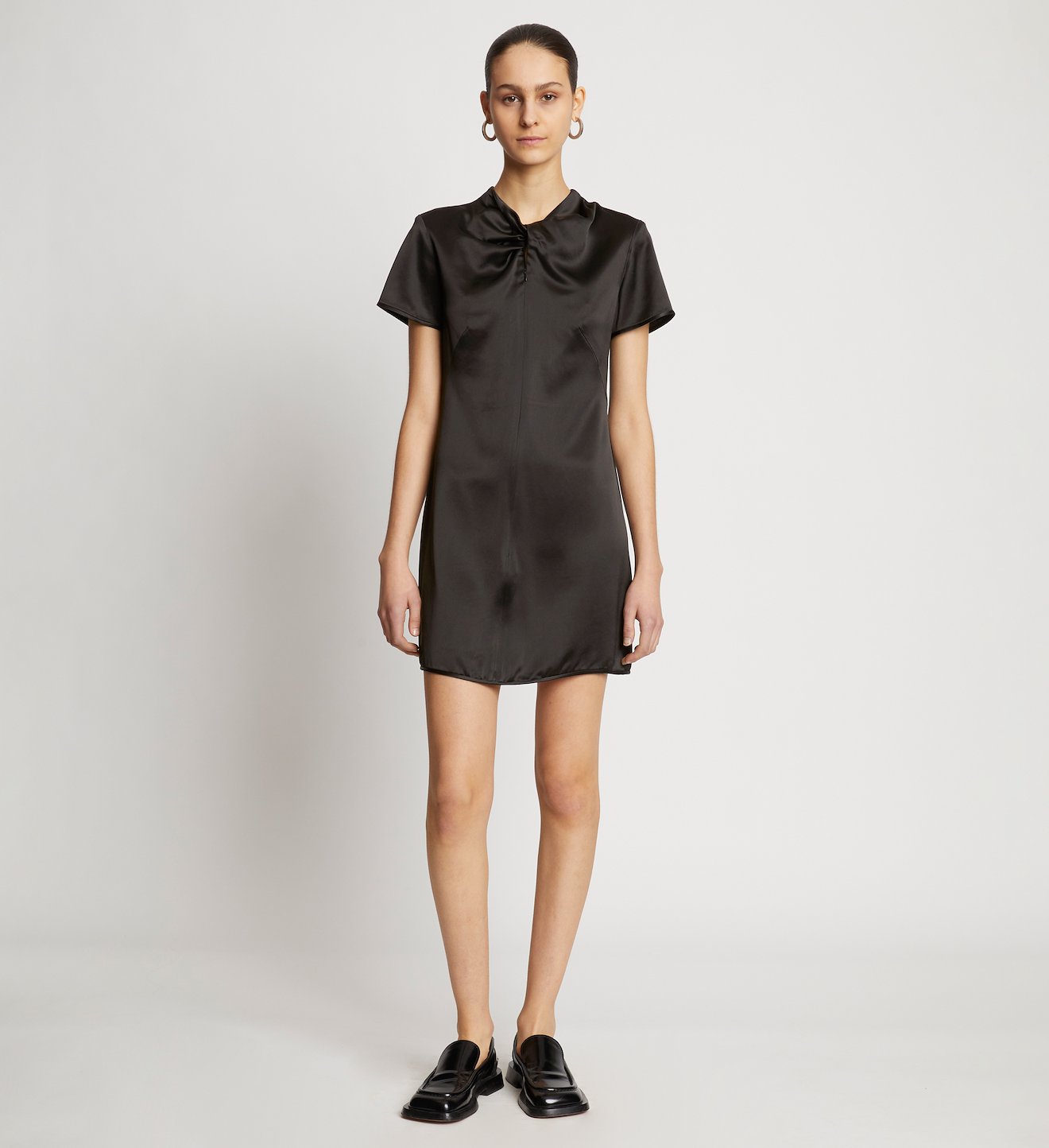 Satin Short Sleeve Midi Dress