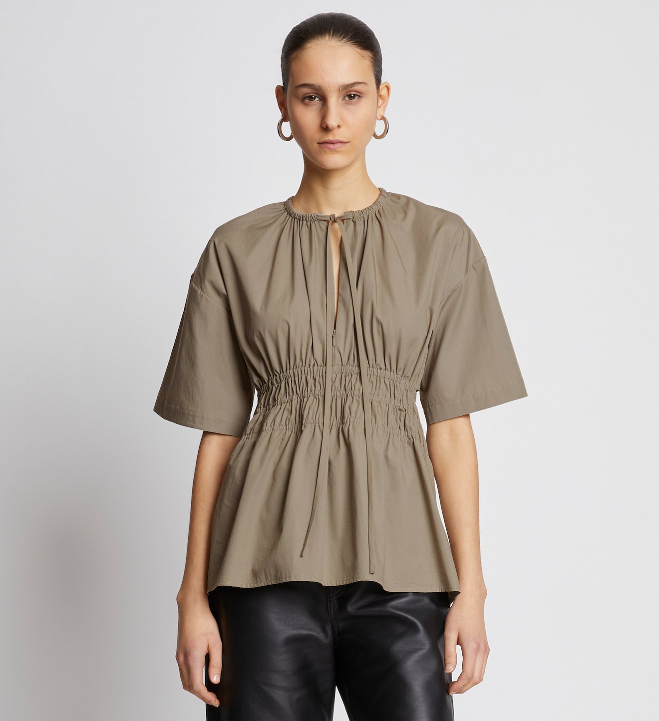 Poplin Drawstring Blouse