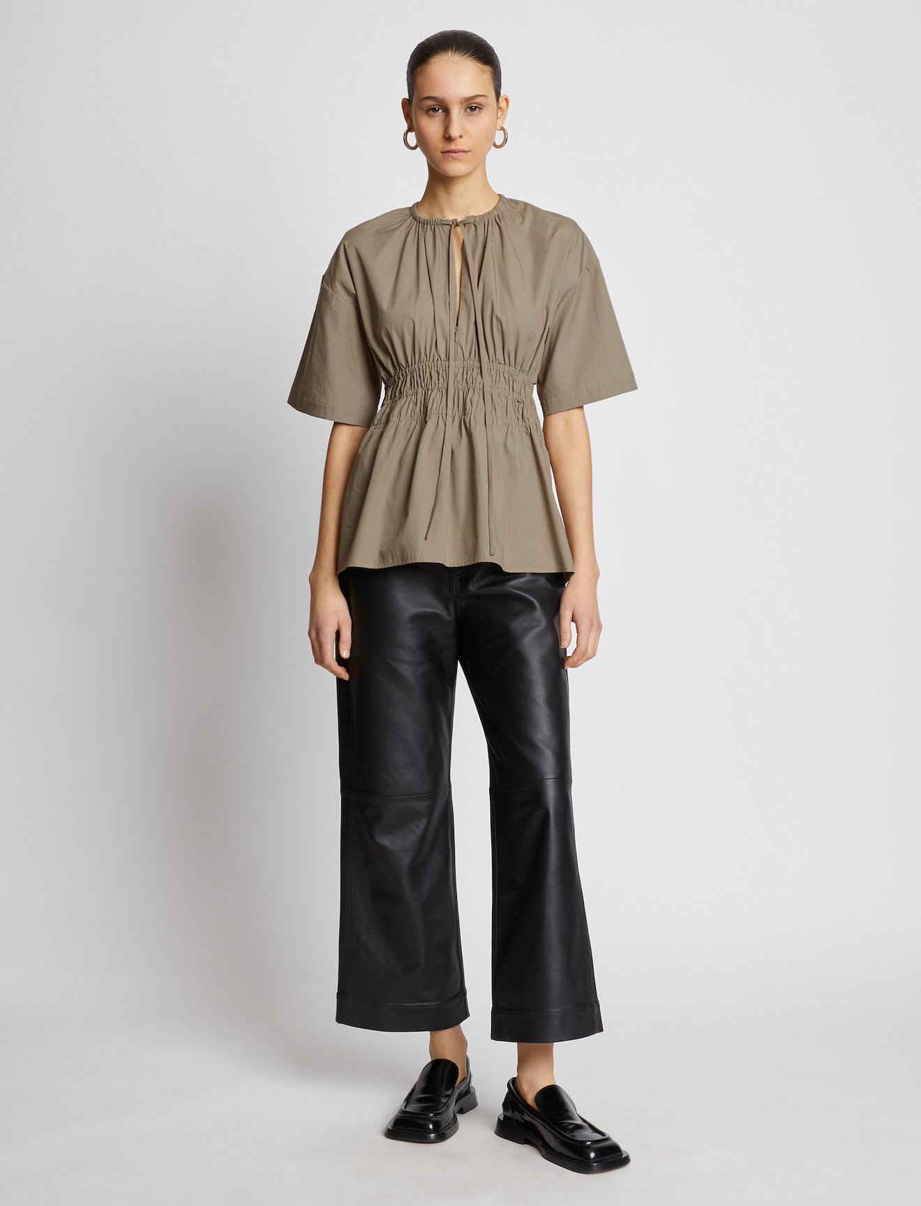 Poplin Drawstring Blouse #1
