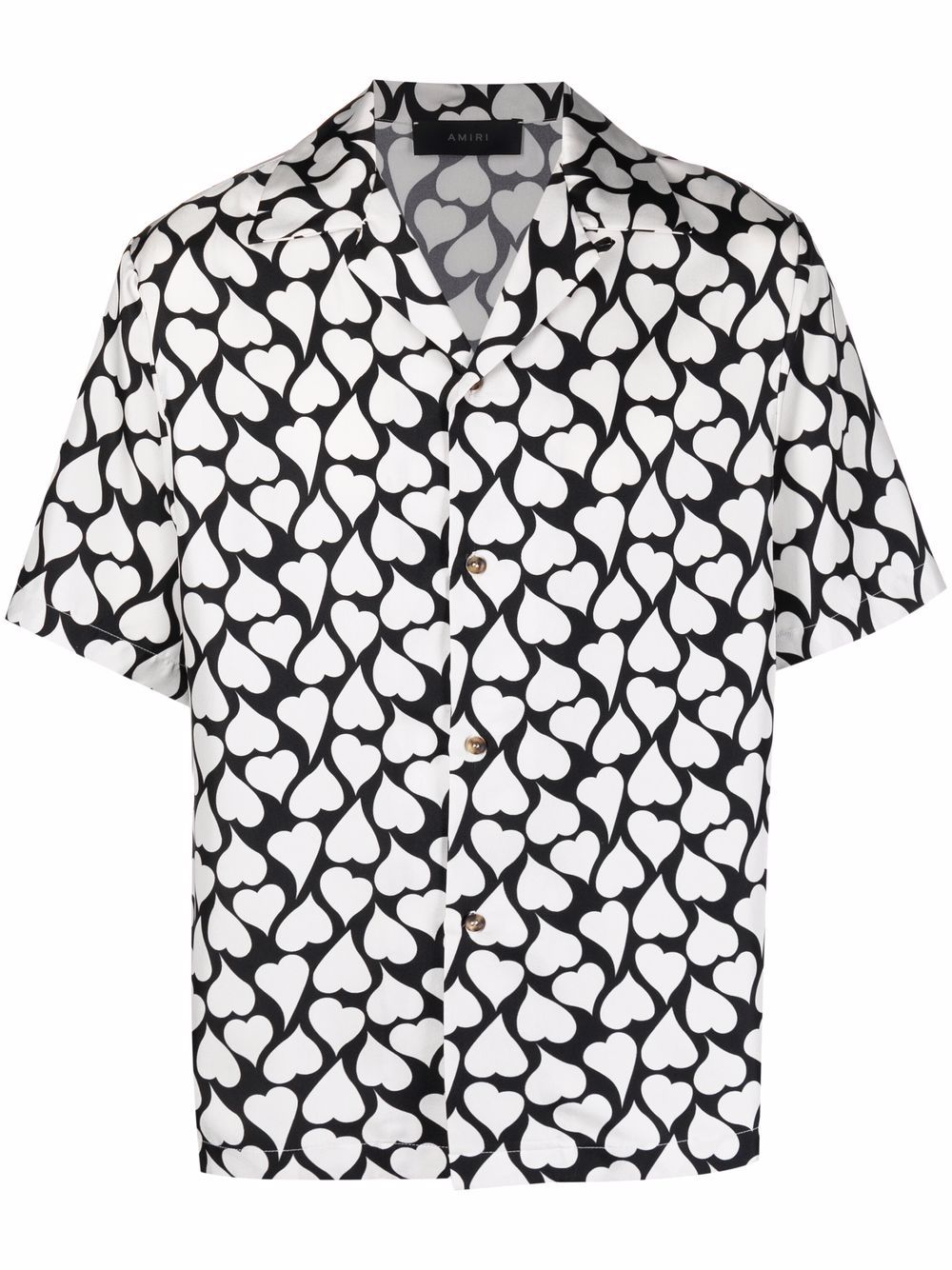 heart-print silk shirt