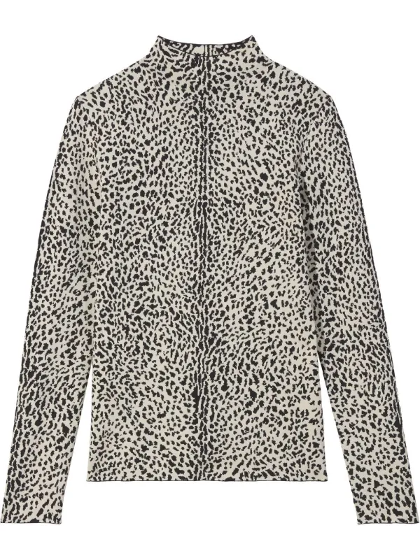 Proenza Schouler Leopard-print Mock-neck Top in Black