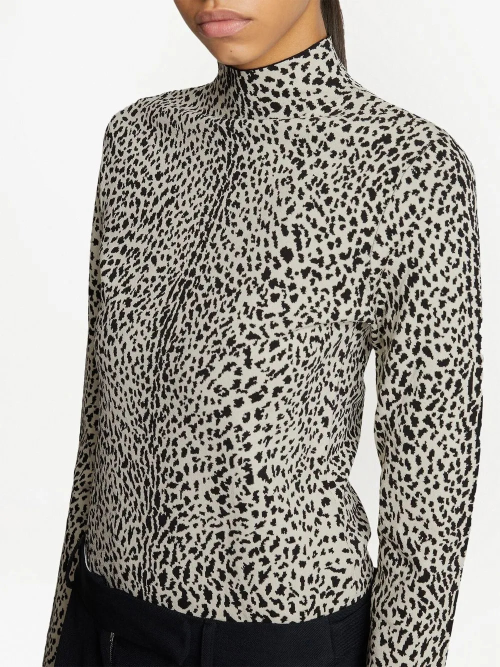 Proenza Schouler Cheetah Jacquard Mock-neck Pullover In Black