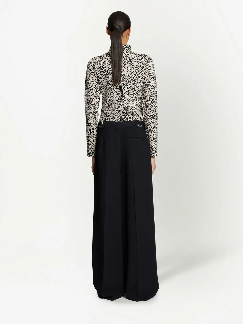 Proenza Schouler Cheetah Jacquard Mock-neck Pullover In Black