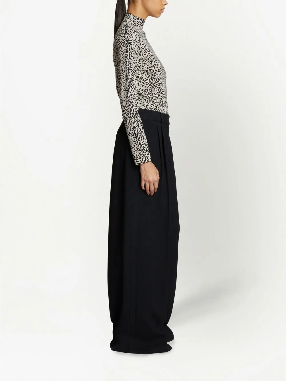 Proenza Schouler Cheetah Jacquard Mock-neck Pullover In Black
