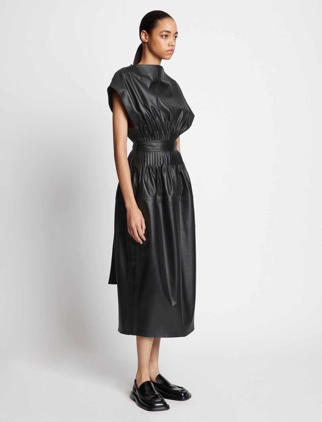 Leather Pintuck Dress #1