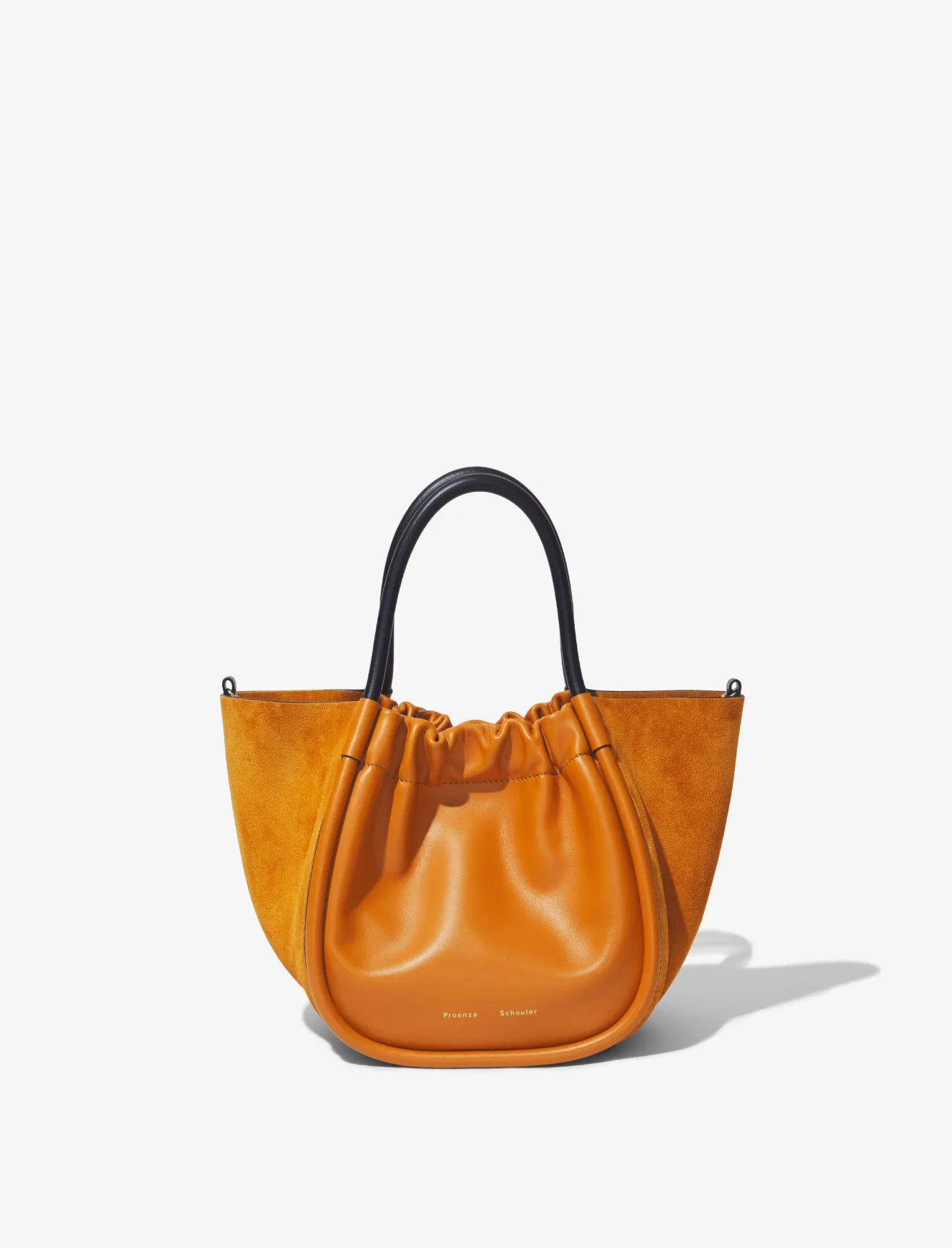 Small Suede Ruched Crossbody Tote in orange Proenza Schouler
