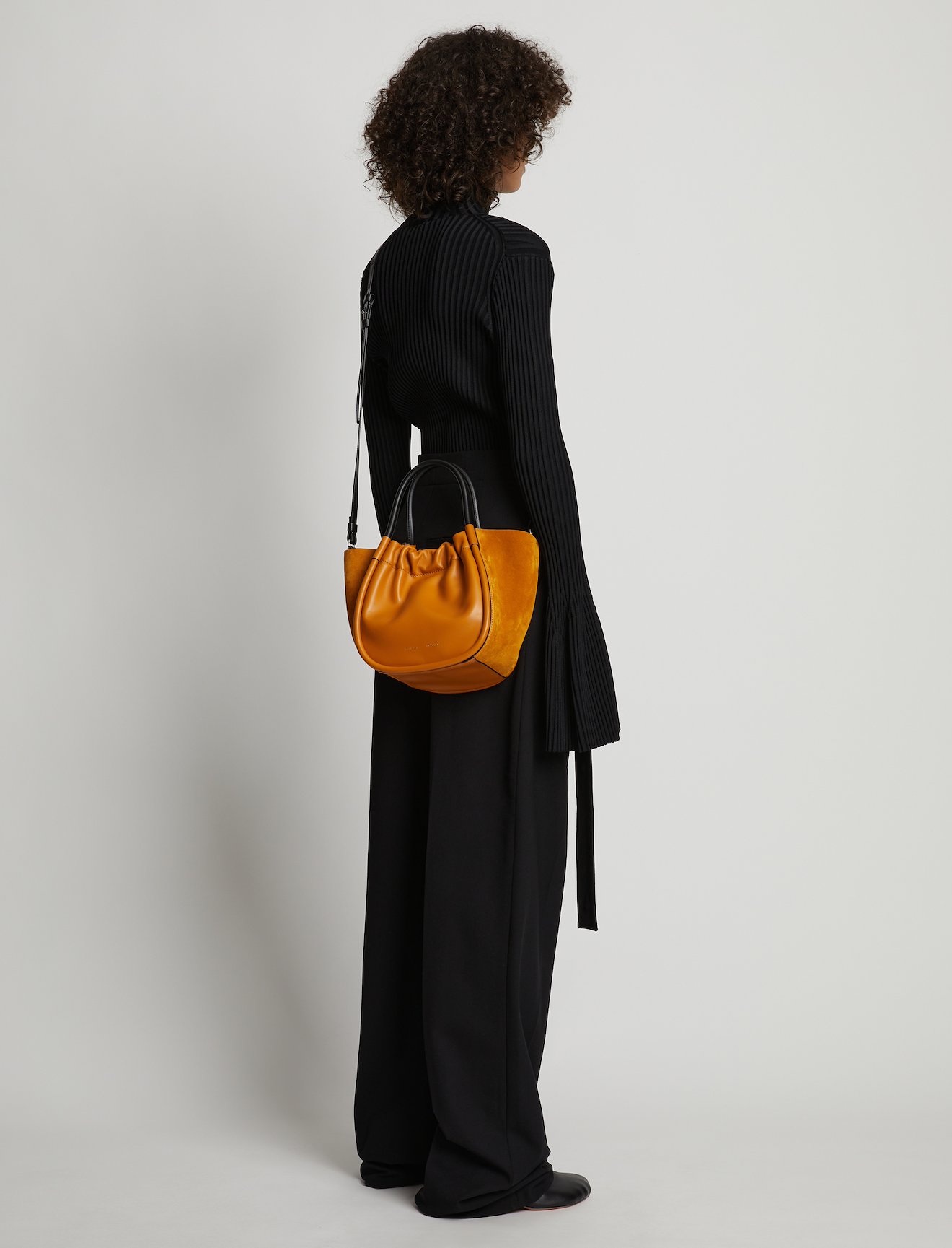 Small Suede Ruched Crossbody Tote #3