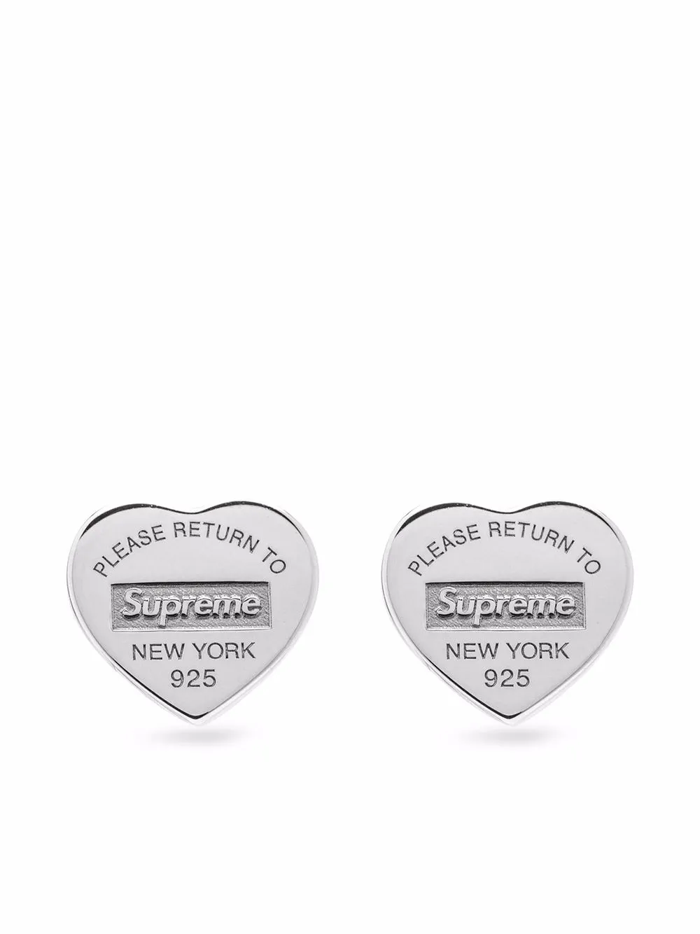 Supreme x Tiffany & Co. Heart Tag Stud Earrings - Farfetch