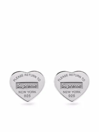 Supreme x Tiffany u0026 Co. Heart Tag Stud Earrings - Farfetch