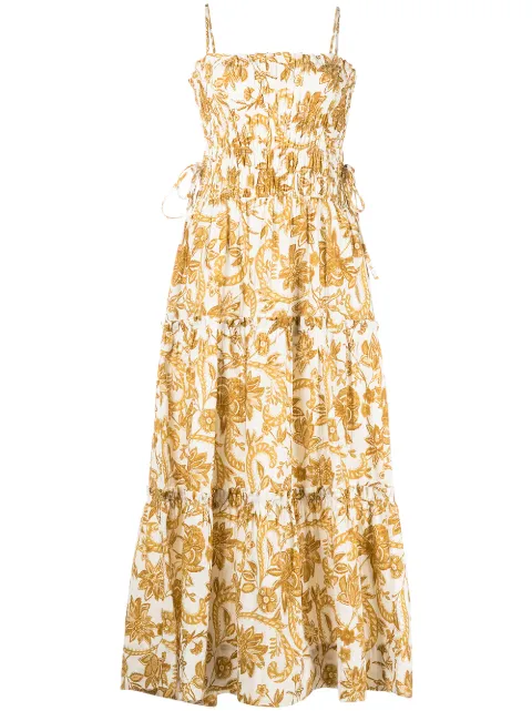 Shona Joy Saffron Shirred Midi Dress - Farfetch